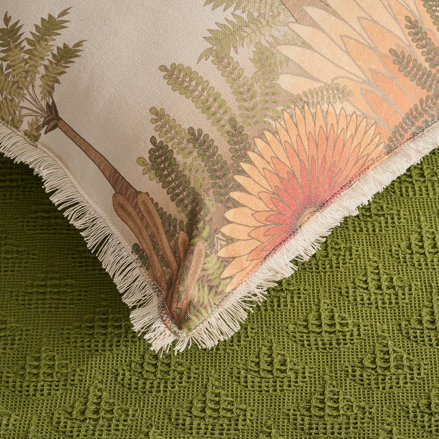 Bed Cover | Cotton Waffle Pendant Motif | King & Queen Sizes with Cushion Cover