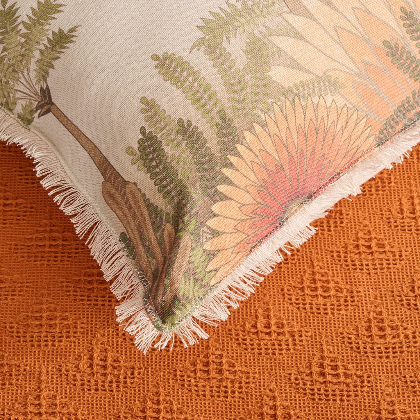 Bed Cover | Cotton Waffle Pendant Motif | King & Queen Sizes with Cushion Cover