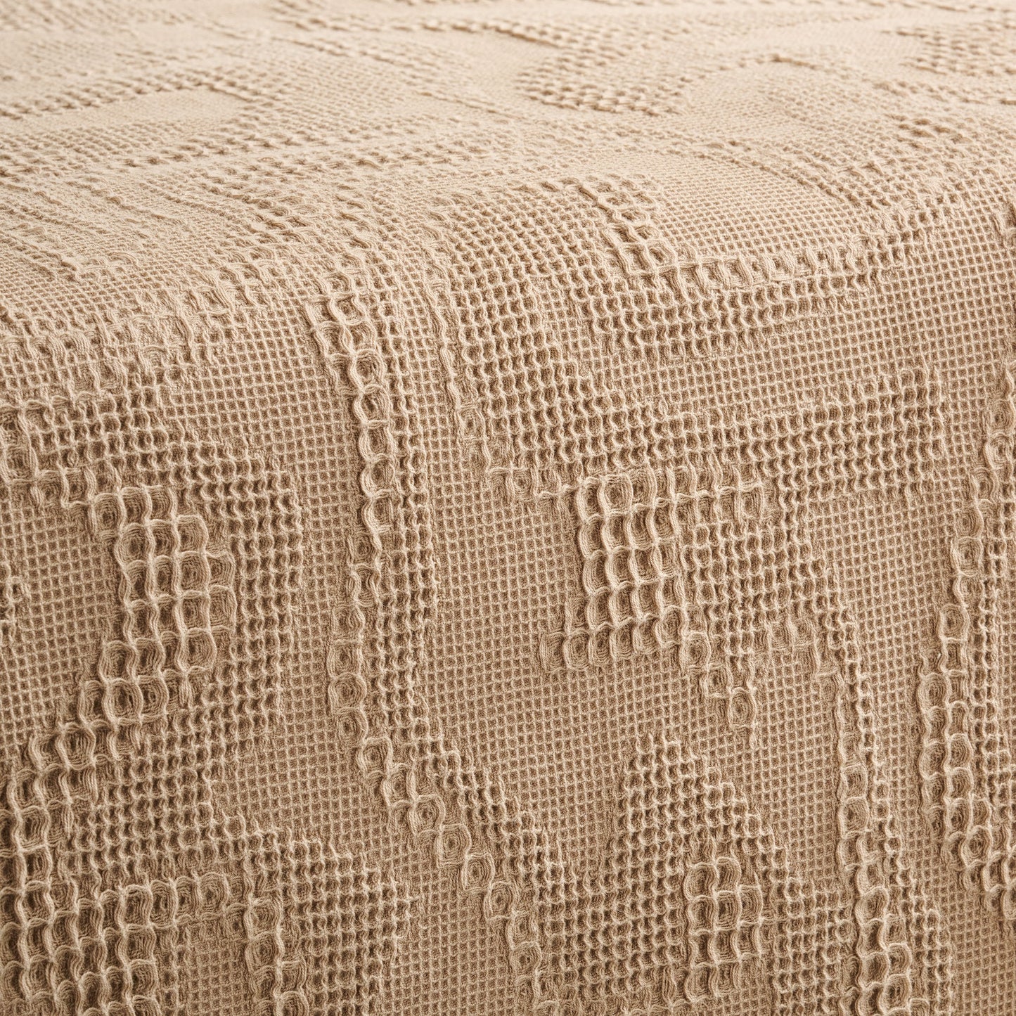 Bed Cover | Cotton Waffle Damask Motif | King & Queen Size with Cushion Cover