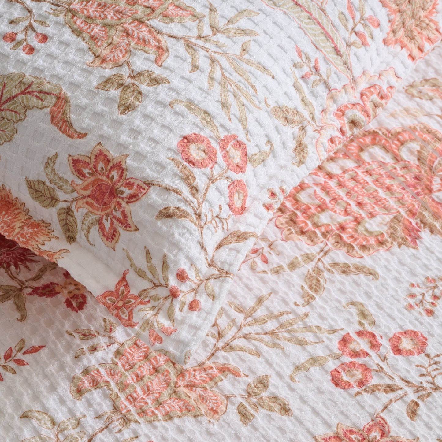 Duvet Cover | Cotton Waffle Floral Print | With 2 Pillow Shams