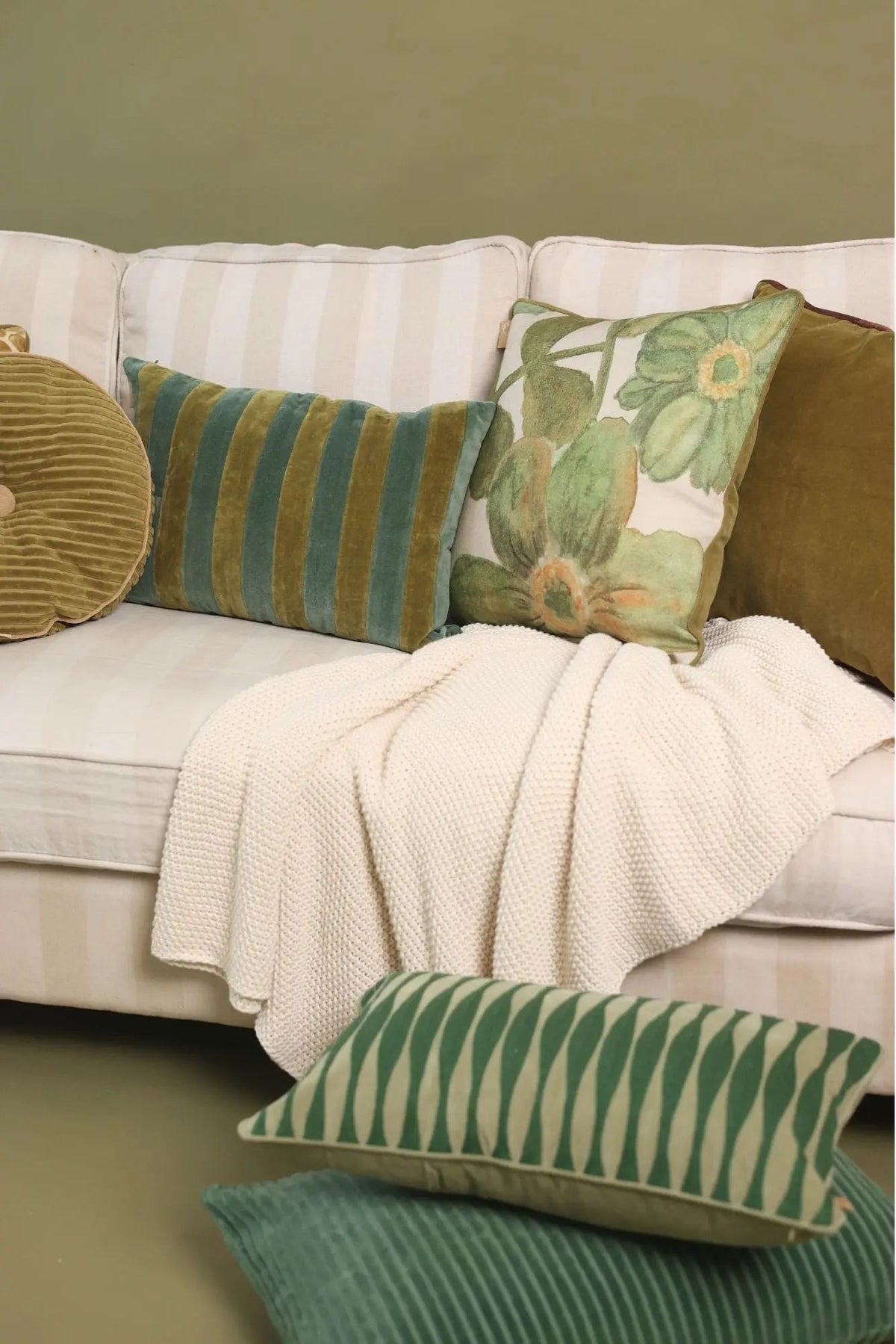 Throw Blanket | Ivory Moss Knit Throw by Sanctuary Living
