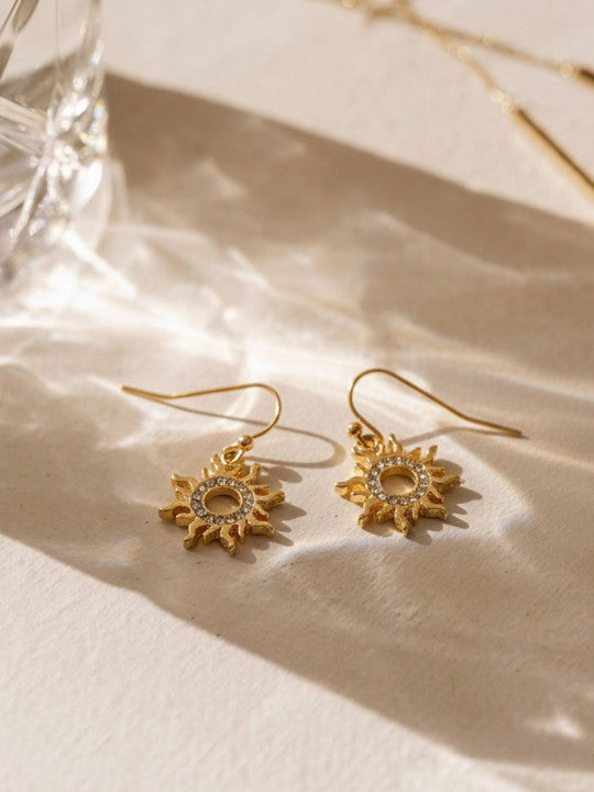 Gold-Tone Dangle Earrings – Fish Hook Closure – Fashion Jewellery Collection