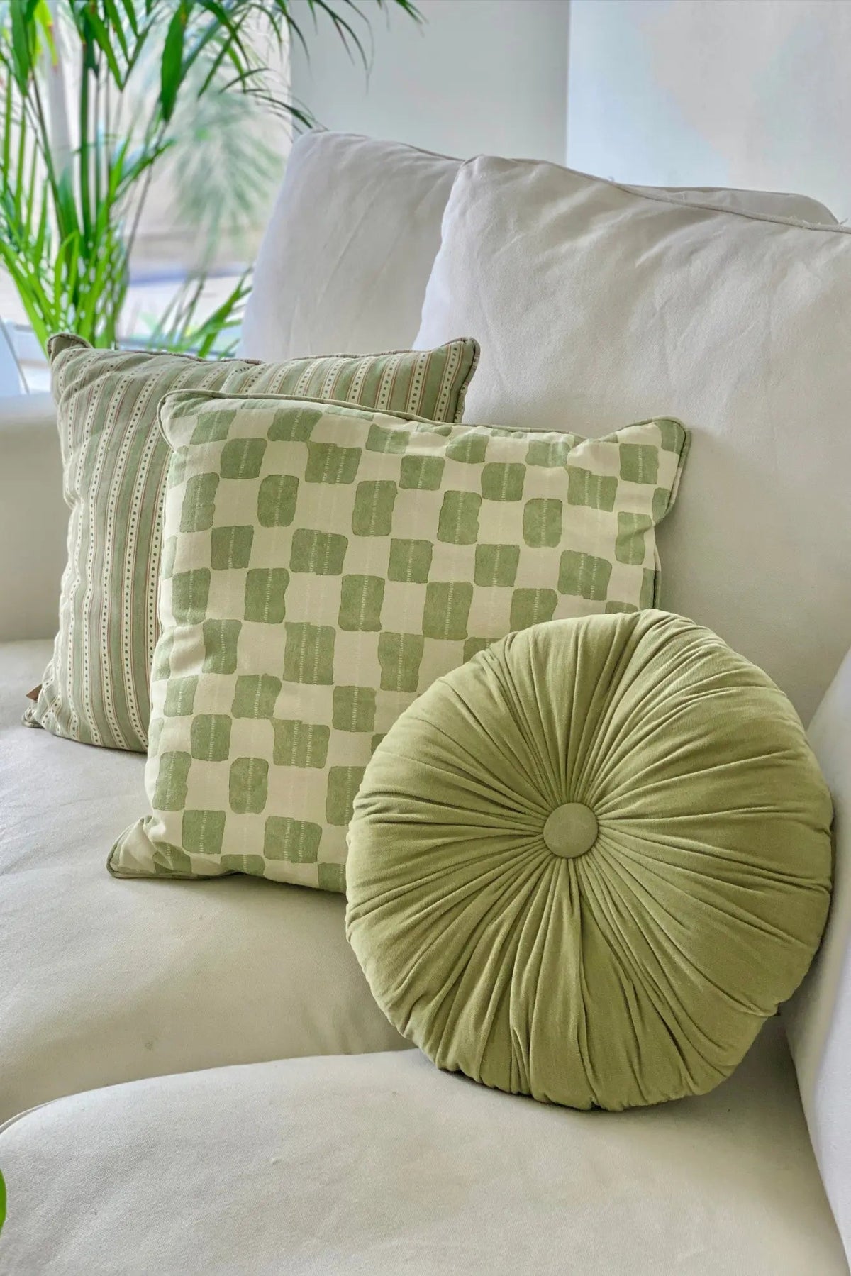 Cushion | Cuddle Fern Velvet Round Cushion by Sanctuary Living