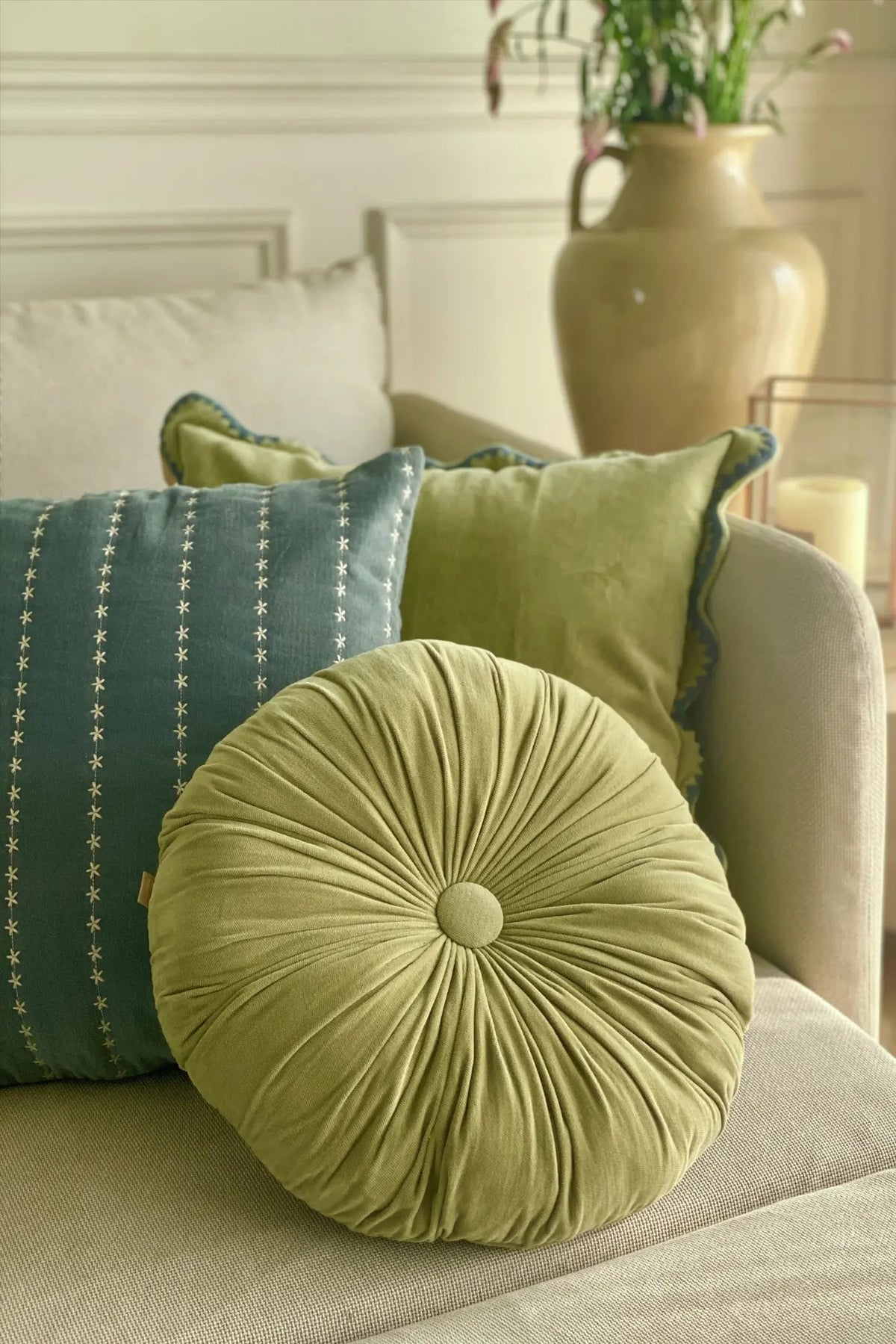 Cuddle Fern Velvet Round Cushion SanctuaryLiving