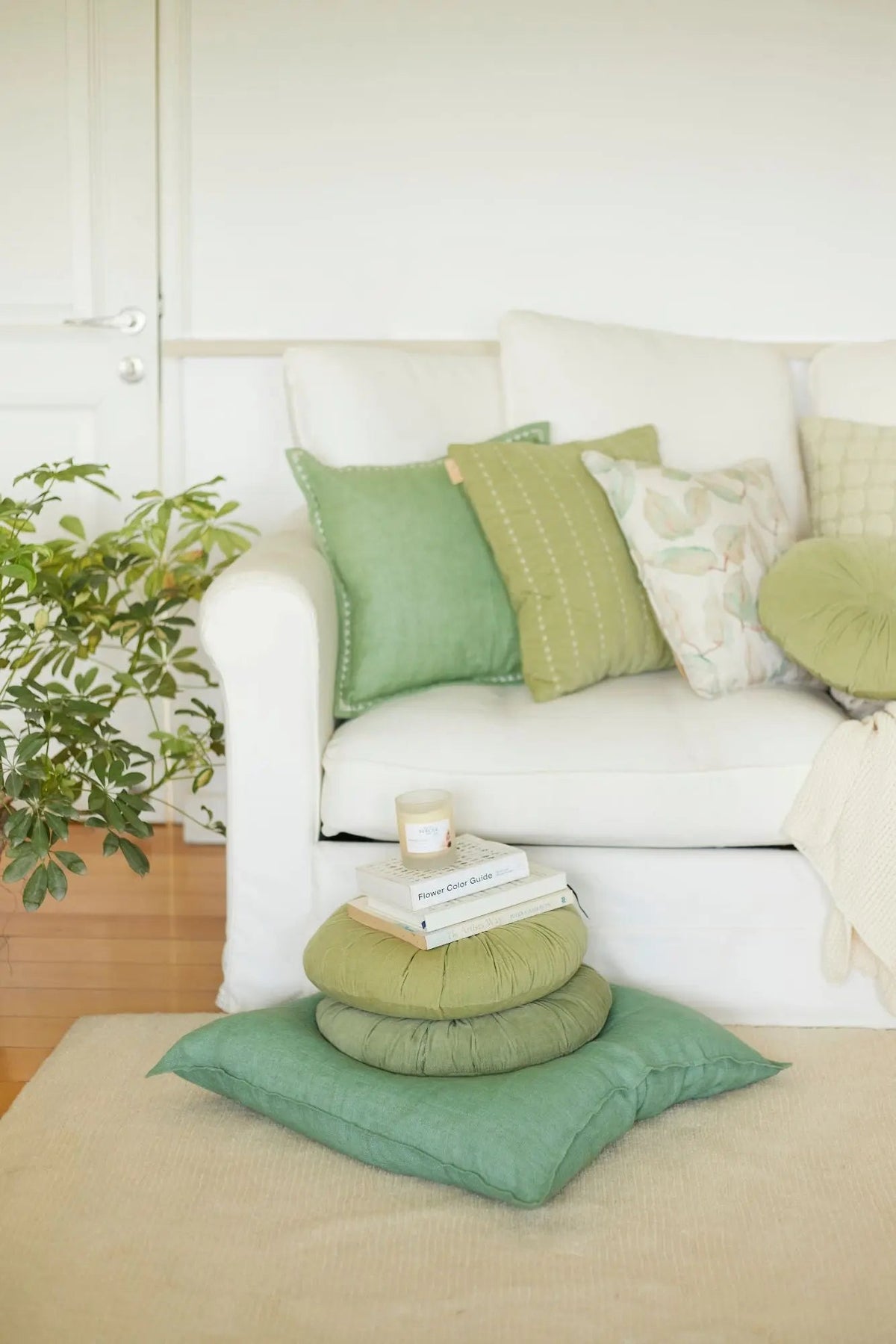 Cushion | Cuddle Fern Velvet Round Cushion by Sanctuary Living