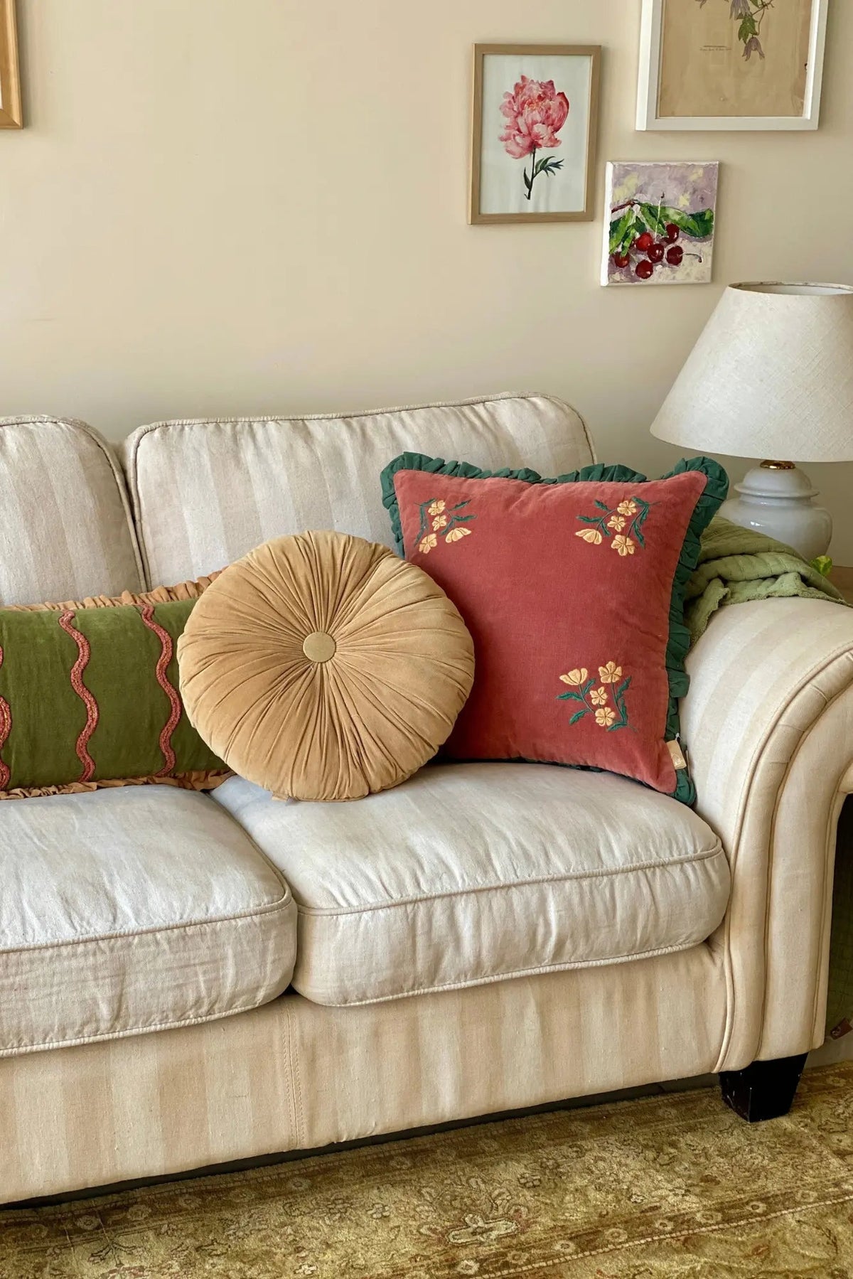 Cushion | Cuddle Sand Velvet Round Cushion by Sanctuary Living