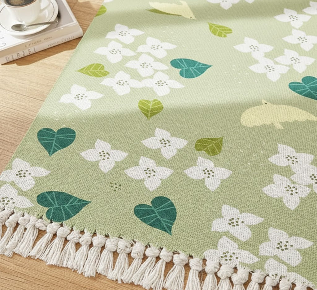 Hand Woven 100% Cotton Washable Printed Bedside Runner 2x5 Feet | Living Room Bedroom Kitchen Office Rug