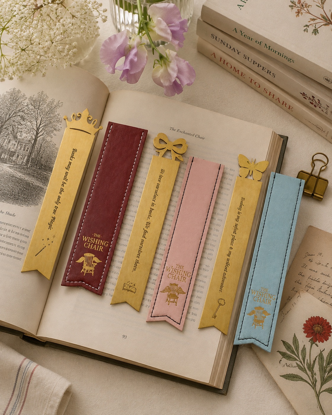 Bookmark | Metal Bow-shaped Engraved | 15x3cm, Brushed Gold