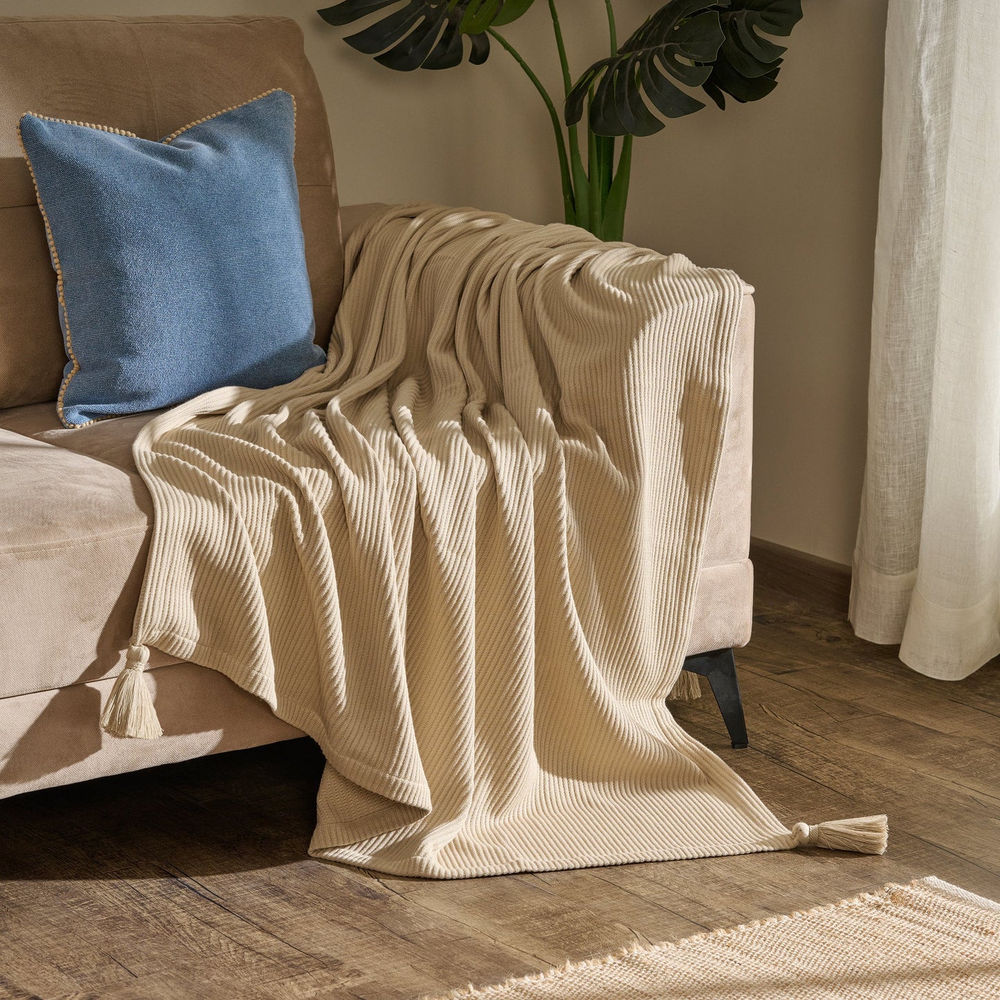 Throw Blanket | Cotton Bamboo Cord Rib | | Corn Row