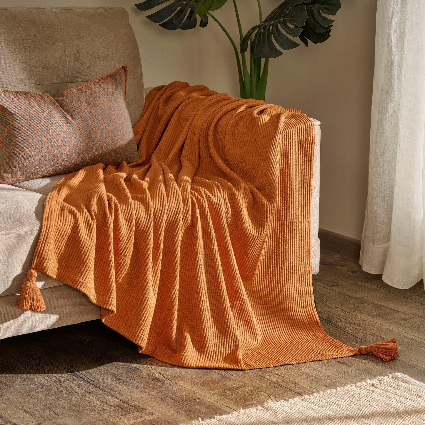 Throw Blanket | Cotton Bamboo Cord Rib | | Corn Row