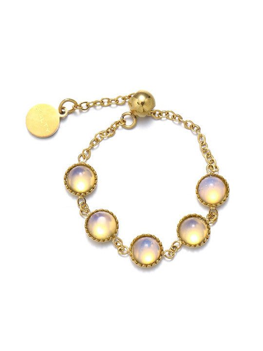 Adjustable Finger Ring – Gold-Plated, Stone Detail
