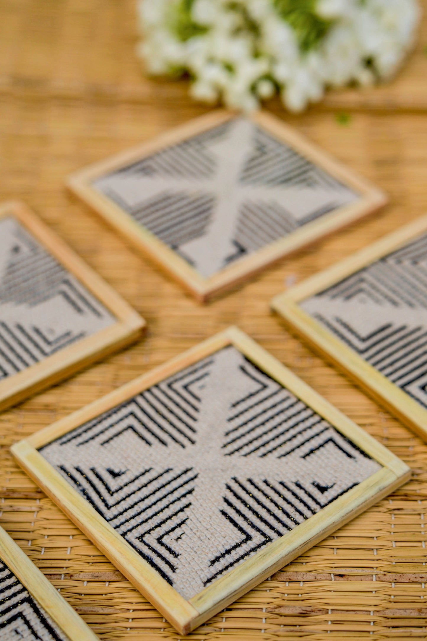 Pollux Handwoven Coasters - Set Of 2 Pcs with Coaster Holder