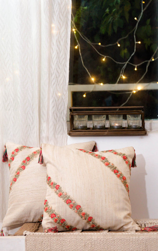 Ivory Handwoven Cushions - 1 pc