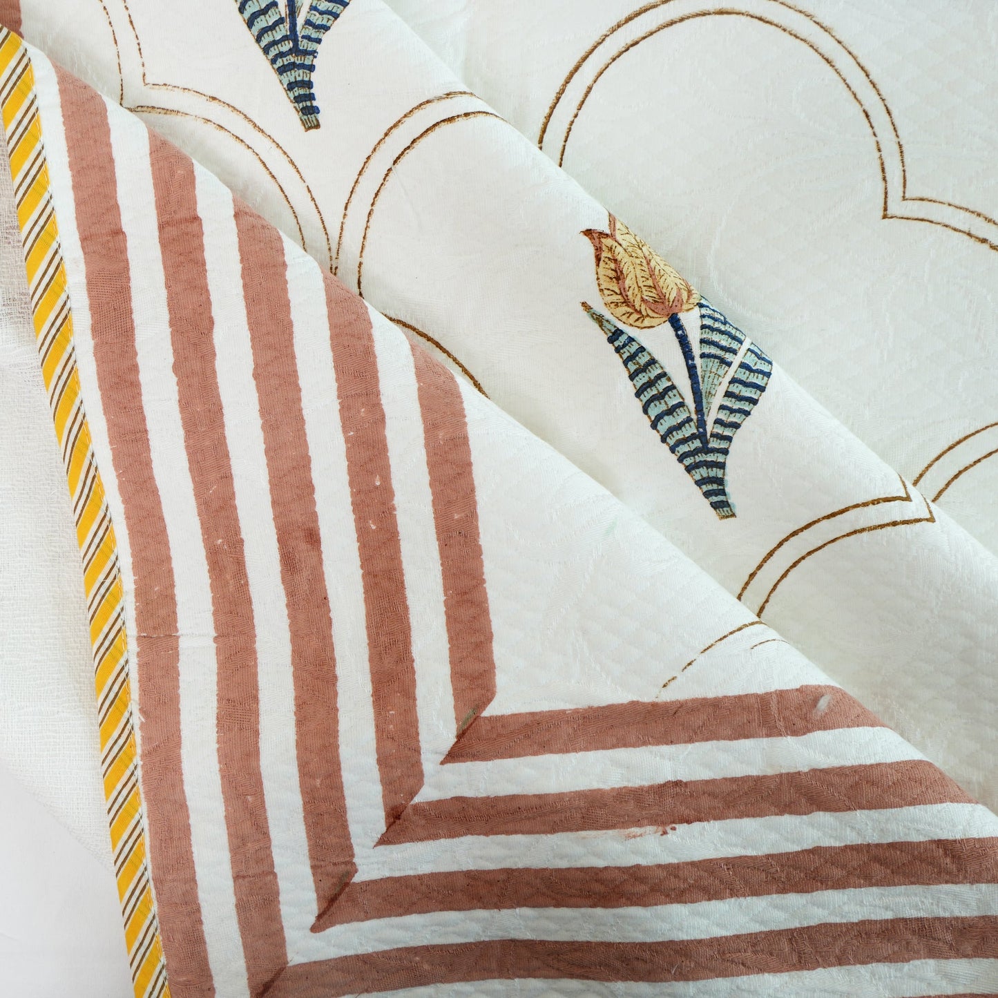 Bedsheet | Cotton Handblock Jaquard Quilted | Set of 3