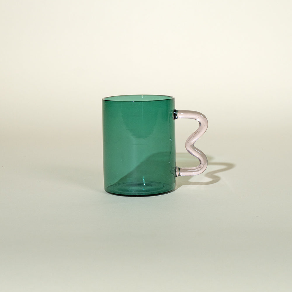 Borosilicate Glass Coffee Mug With Swirl Handle - 2 Colors