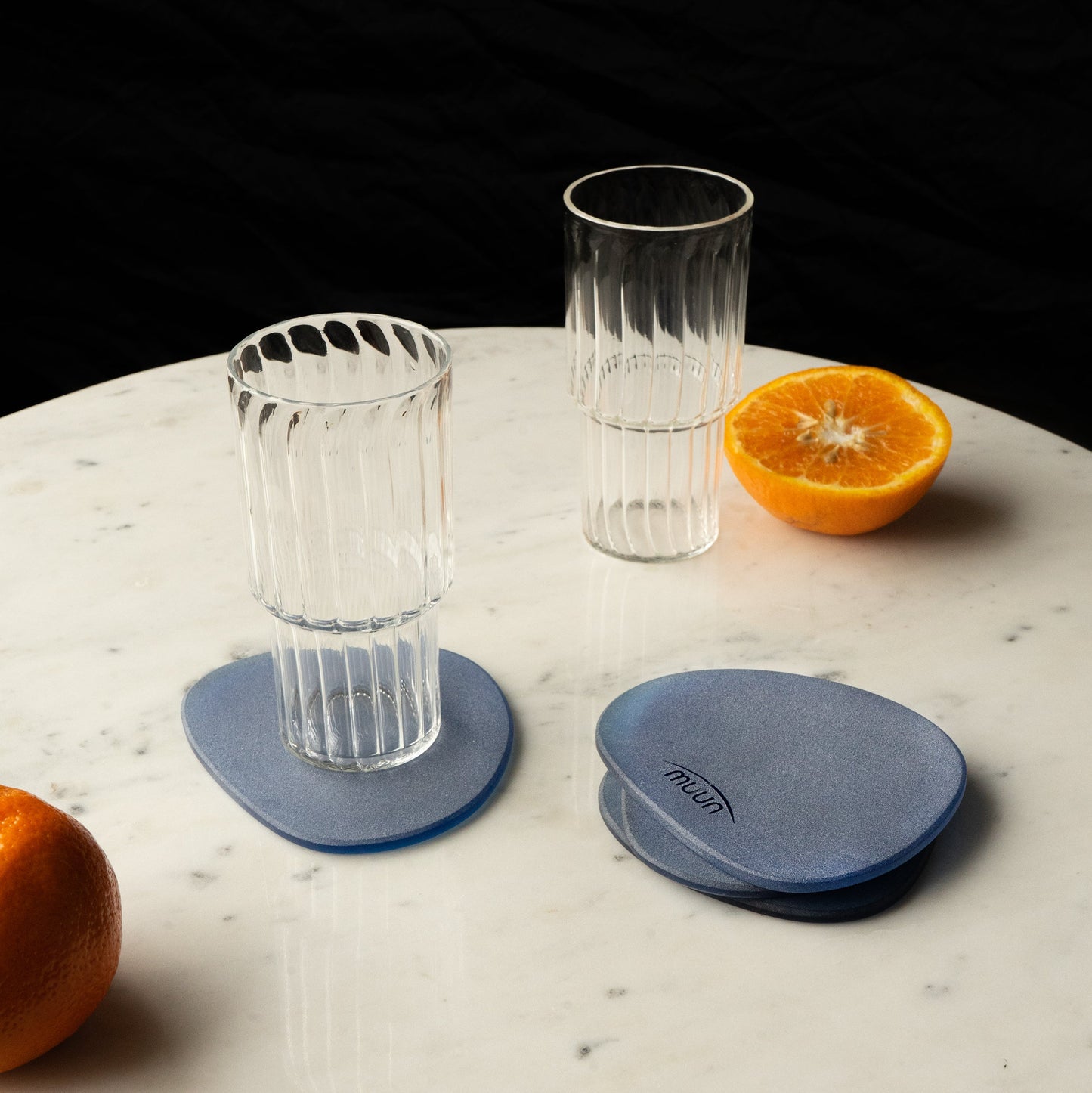 Frosted Glass Coasters Pebble Shape - Set of 4, 3 Colours