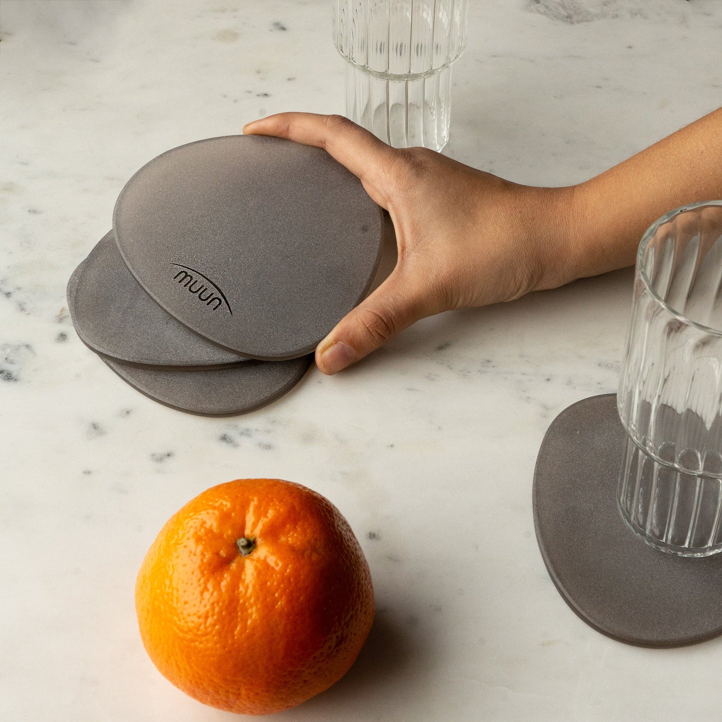 Frosted Glass Coasters Pebble Shape - Set of 4, 3 Colours