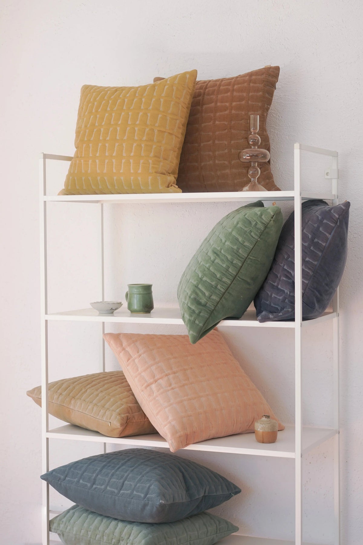 Twig Duck Egg Embroidered Velvet Cushion Cover SanctuaryLiving
