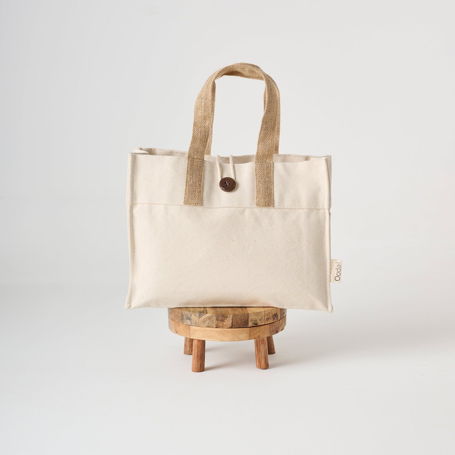Tote Bag | Canvas Jute Button Closure