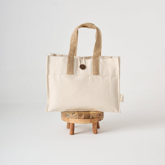 Tote Bag | Canvas Jute Button Closure