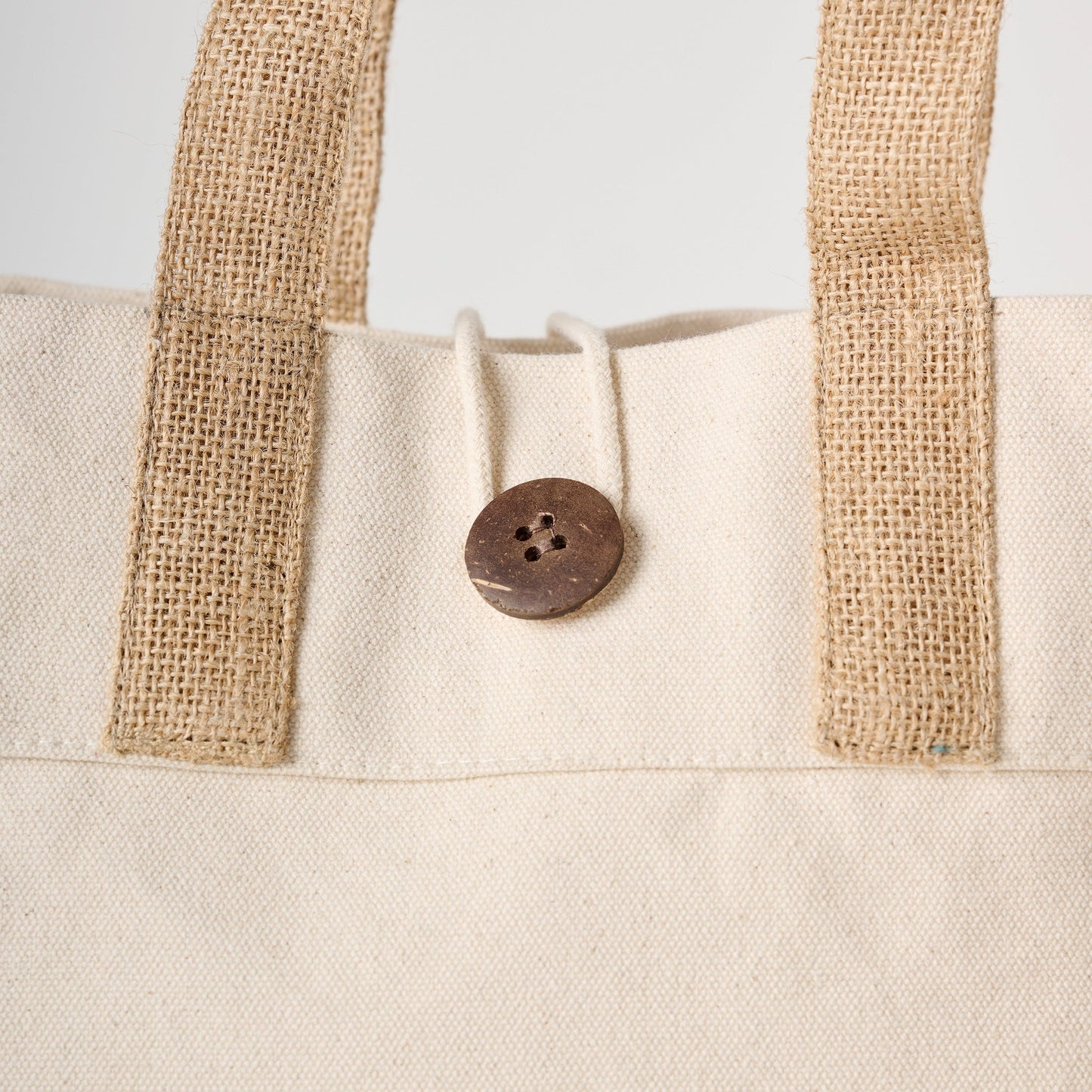 Tote Bag | Canvas Jute Button Closure