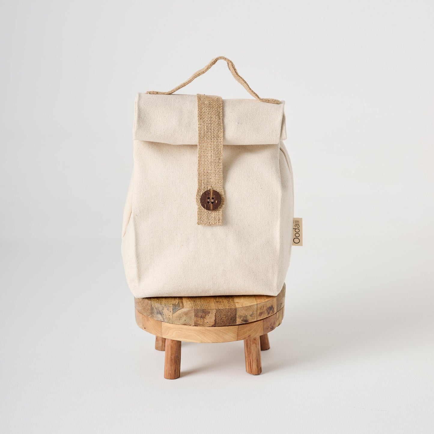 Bag | Canvas Jute Lunch Button