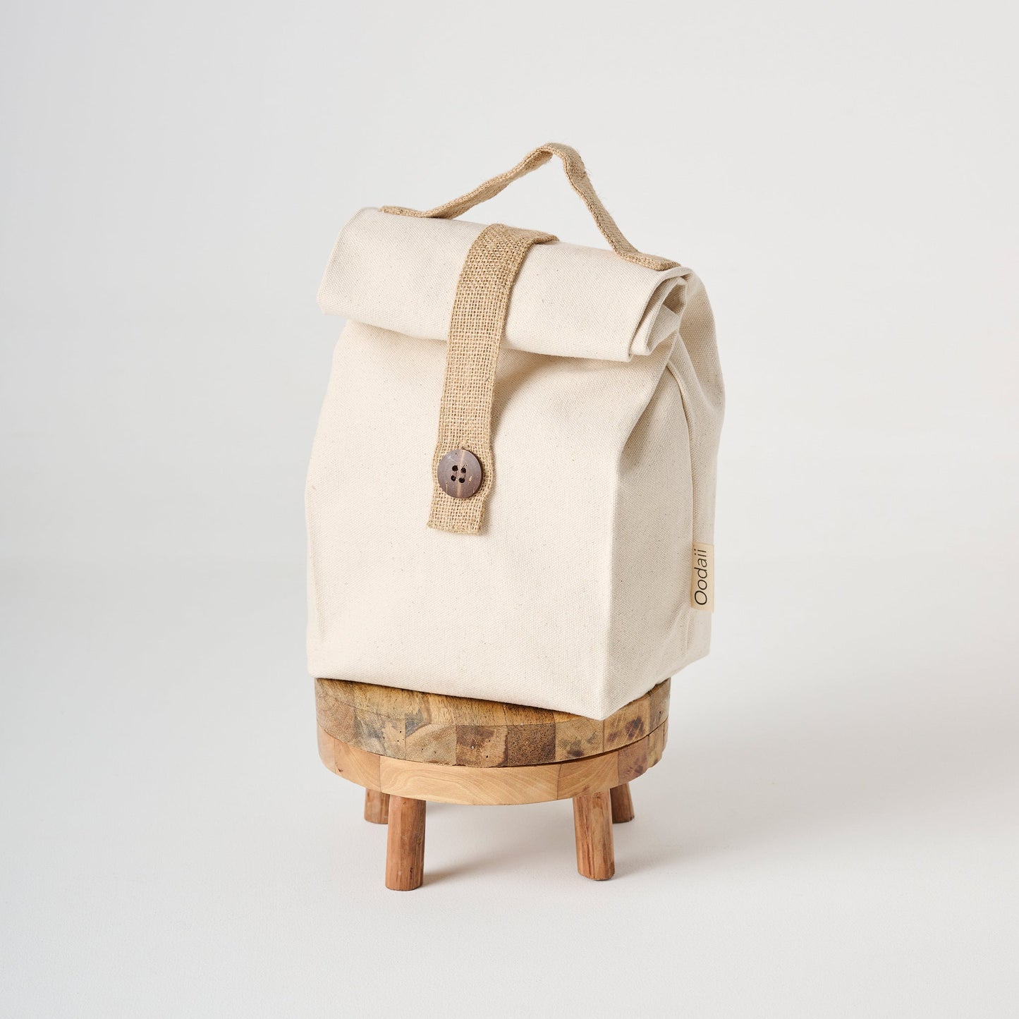 Bag | Canvas Jute Lunch Button