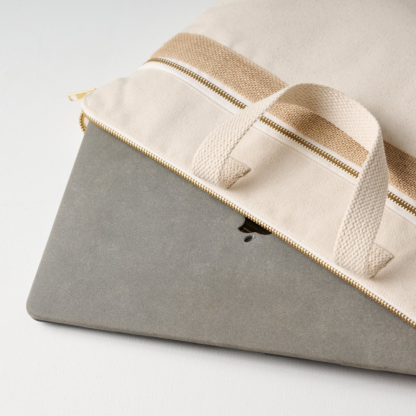 Laptop Bag | Cotton Canvas Jute Accent