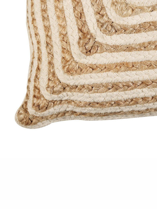 Abstract Patterned Throw Pillow Cover – Jute Cotton Blend – 18x18 In