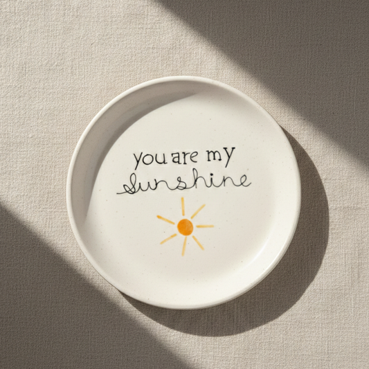 Sunshine Motif Plate – Ceramic Dessert Plate – Microwave & Dishwasher Safe – 5 Inch