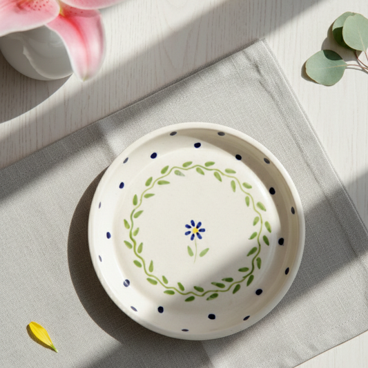 Spring Design Plate – Ceramic Dessert Plate – Microwave & Dishwasher Safe – 5 Inch