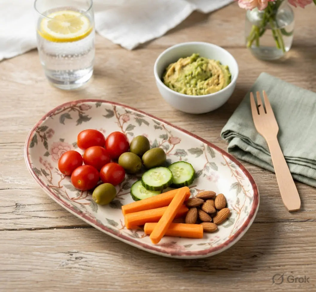 Handcrafted Stoneware Oval Serving Tray – Vintage Floral Ceramic Platter for Snacks, Desserts & Appetisers