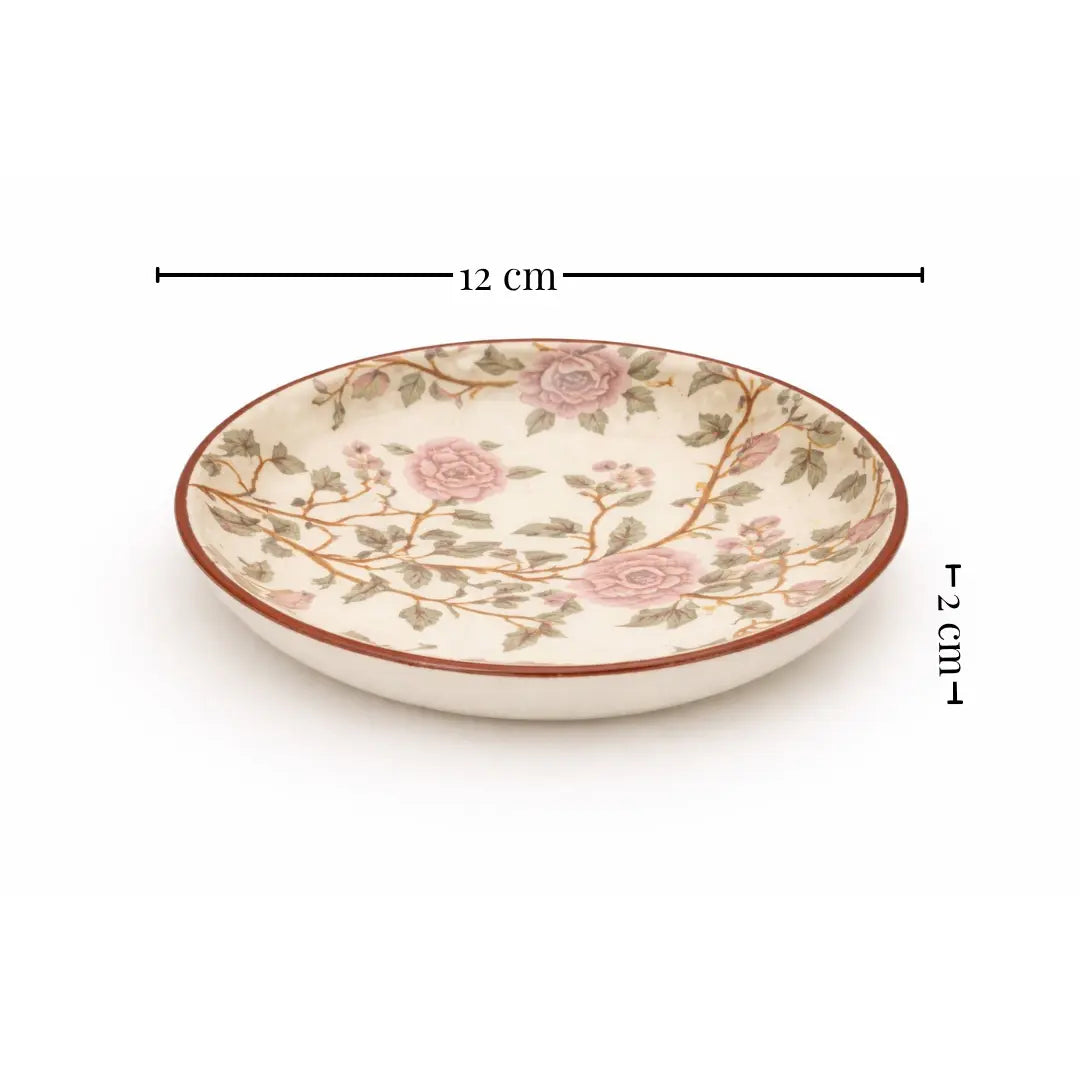 Handcrafted Stoneware Teaplate– Vintage Floral Print Ceramic Dessert & Snack Plate