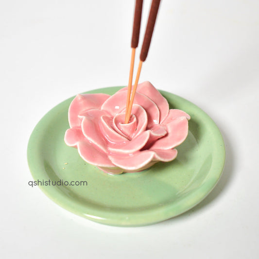 Insence Holder | Sculpted Pink Lotus Design | Handcrafted