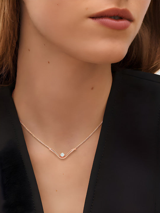 Embellished Statement Necklace – Rose Gold-Plated Brass – Single Unit
