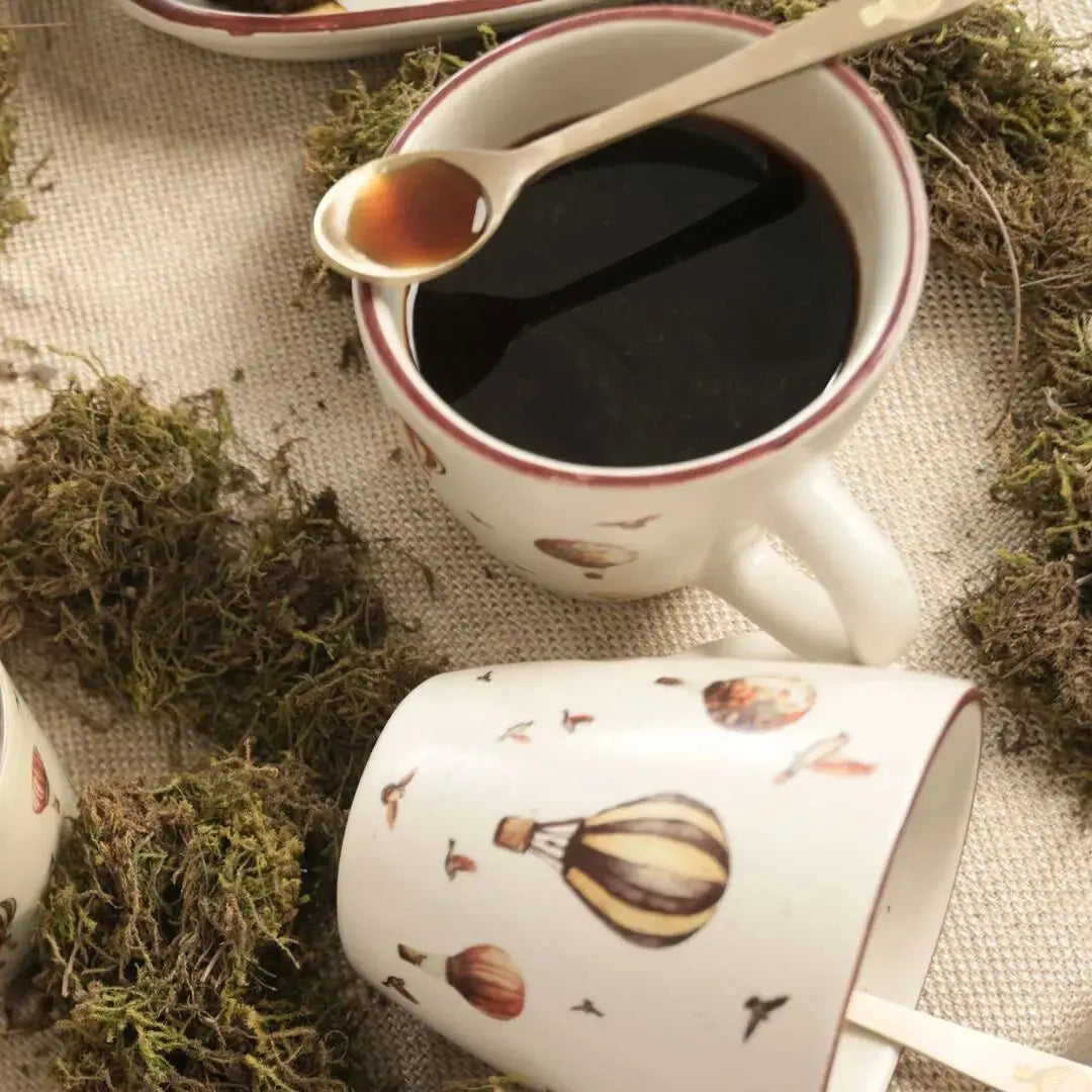 Hot Air Balloon Ceramic Coffee Mug Set – Vintage Printed Tea Cups (Set of 4)