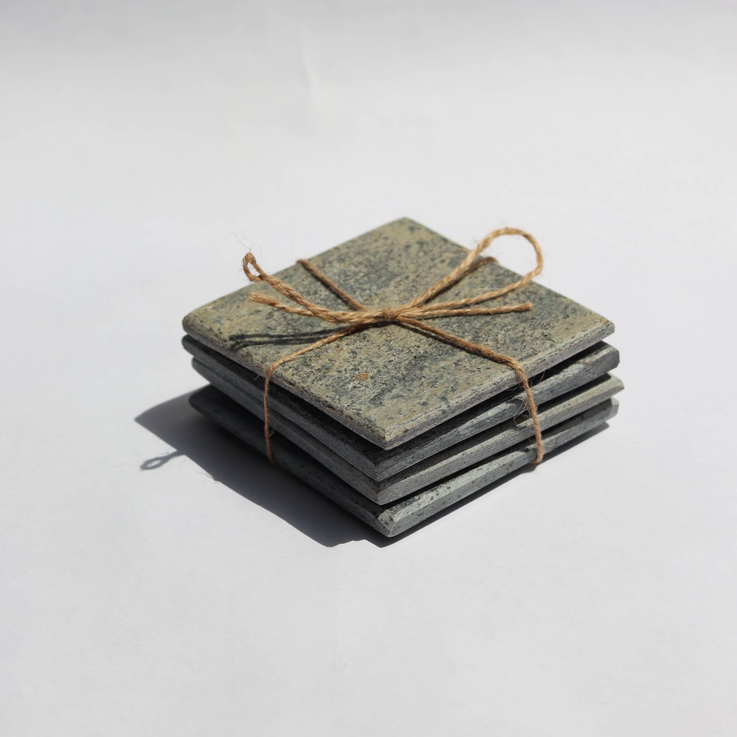 Chiseled Slate Coasters - 10x10cm, Set of 4