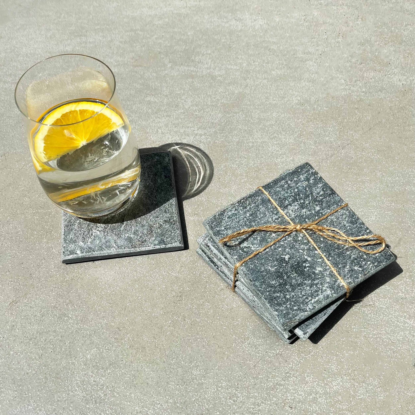 Chiseled Slate Coasters - 10x10cm, Set of 4