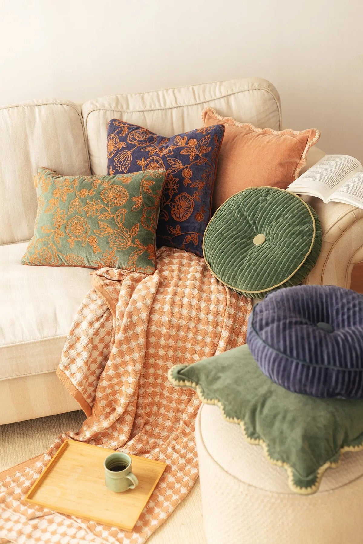 Mirage Scallop Apricot Cushion Cover SanctuaryLiving