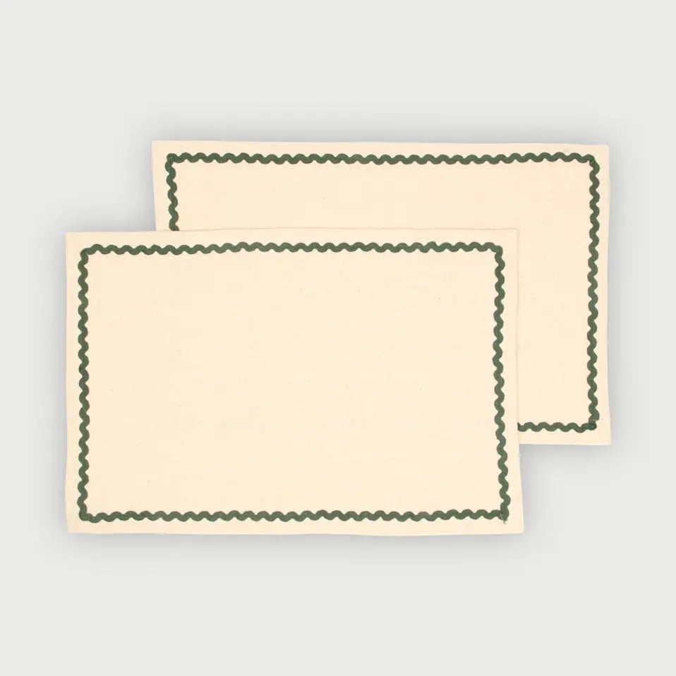 Table Mat | Clara Eucalyptus Cotton Table Mats-Set of 2 by Sanctuary Living