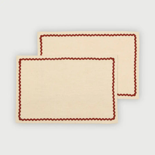 Table Mat | Clara Carmine Cotton Table Mats-Set of 2 by Sanctuary Living