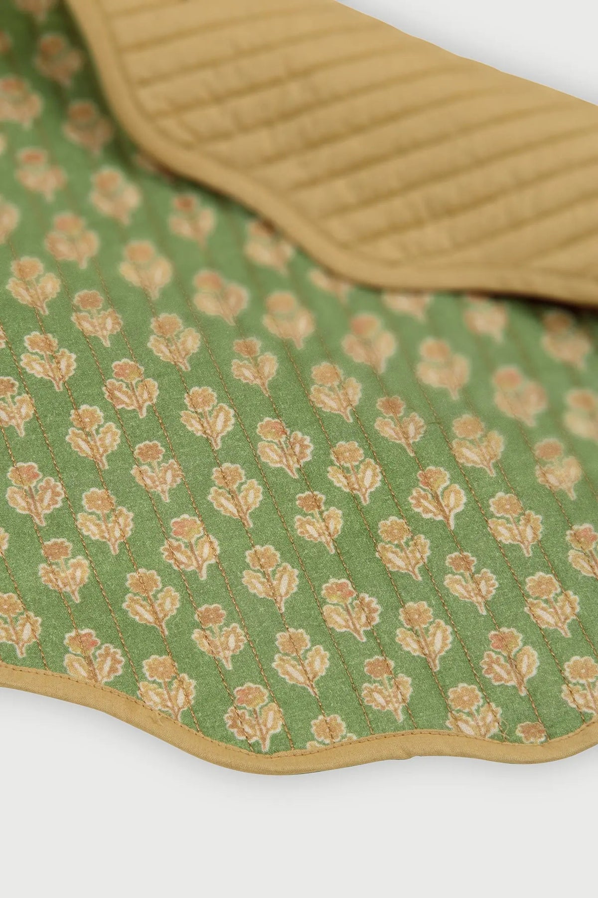 Table Mat | Viola Scallop Forest Green Quilted Round Table Mats-Set of 2 by Sanctuary Living