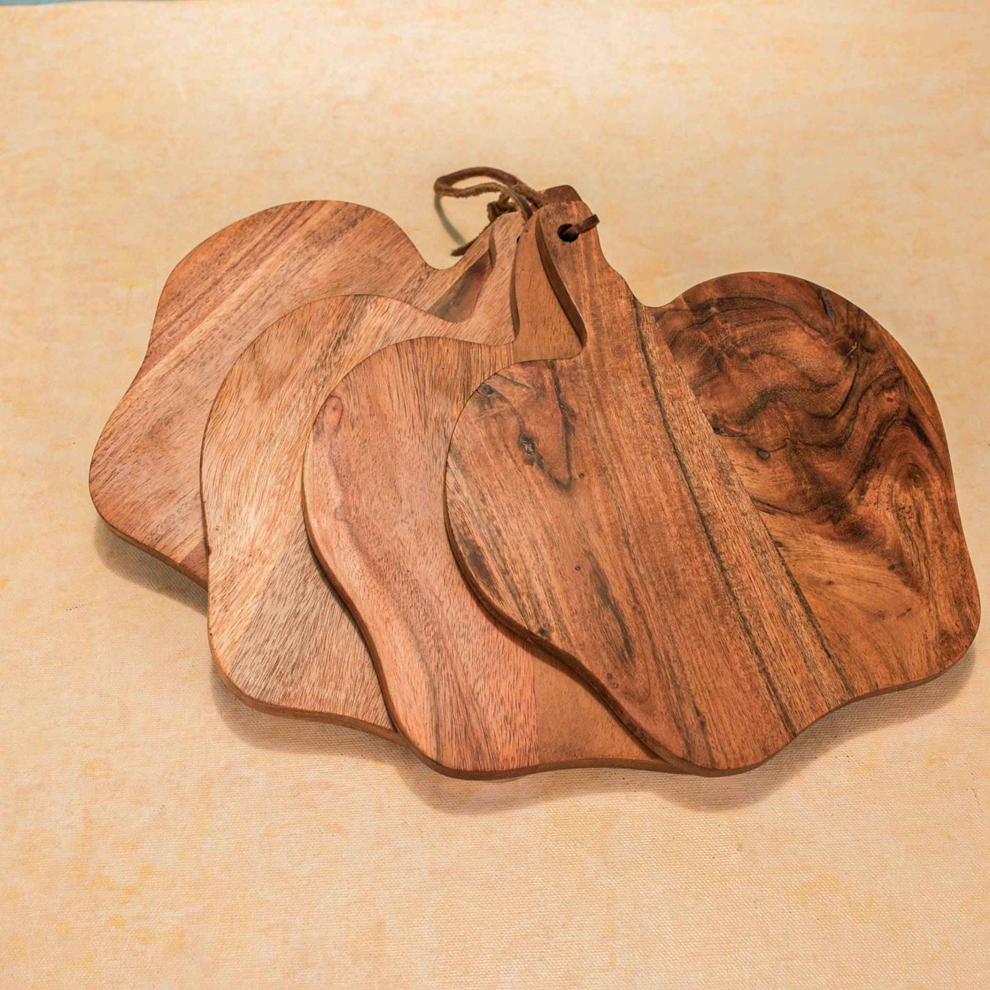 Harvest Serving Board – Acacia Wood Platter Set – Handcrafted – 4-Piece