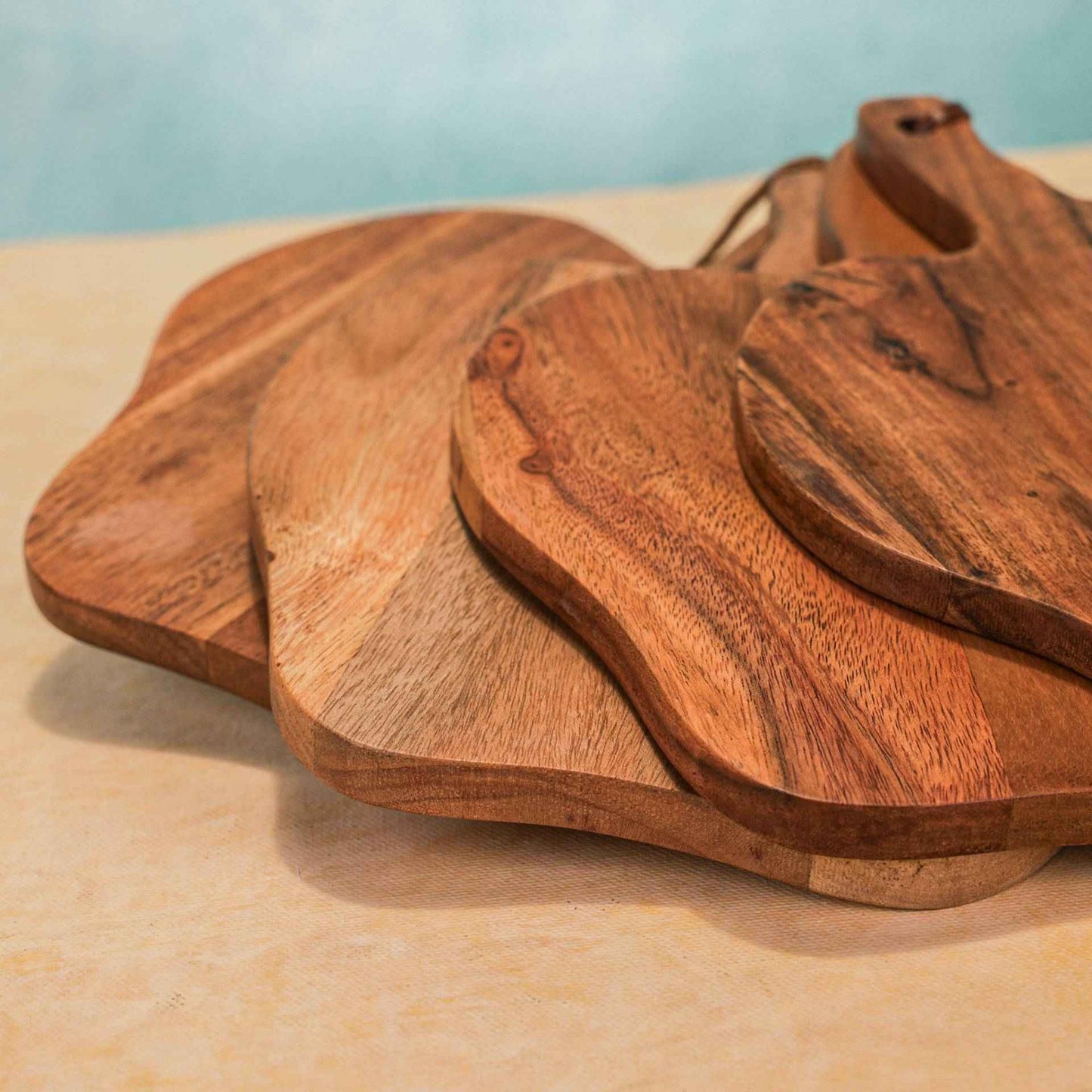 Harvest Serving Board – Acacia Wood Platter Set – Handcrafted – 4-Piece