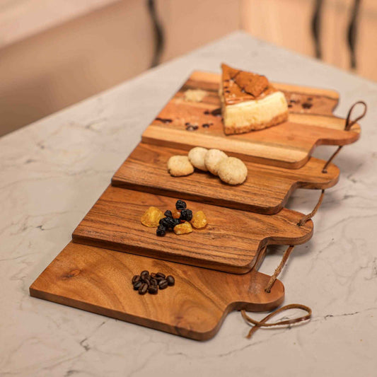 Earthstone Serving Board – Acacia Wood Serving Boards – Handcrafted – Set of 4