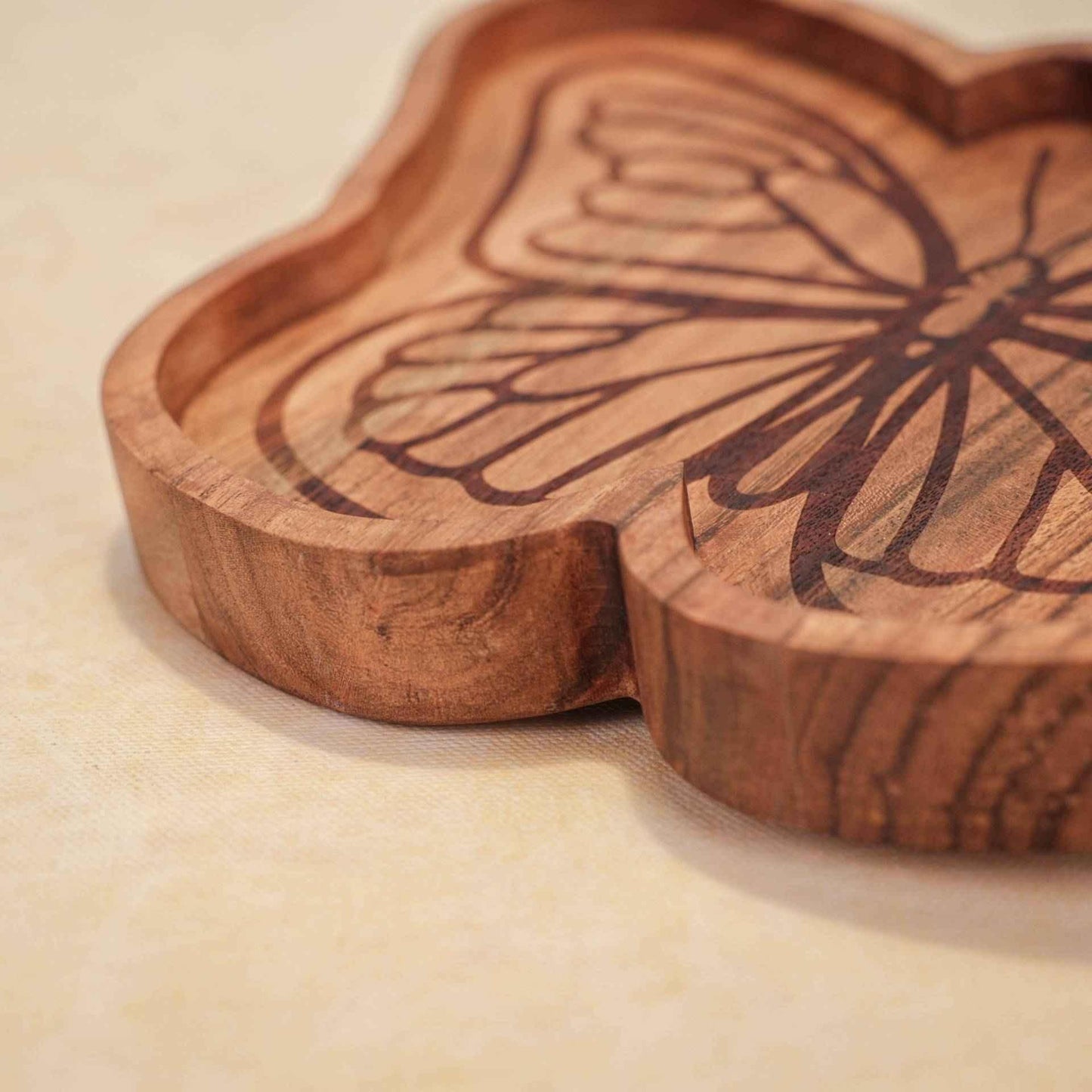Butterfly Effect Serving Platter – Display Board – Handcrafted Acacia Wood – 27x20cm