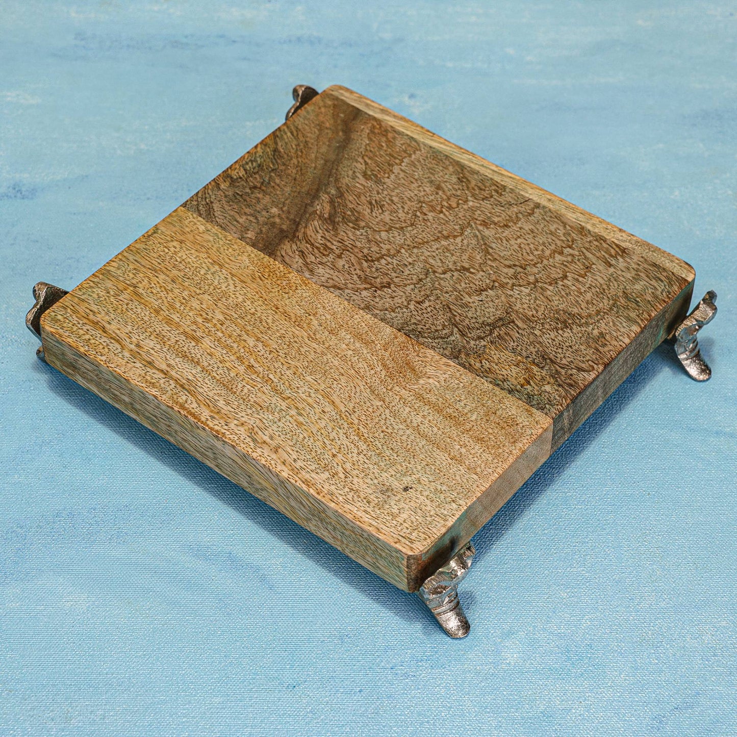 Shilp Multipurpose Trivet – Handcrafted Acacia Wood & Iron Stand – 20x20x5 cm