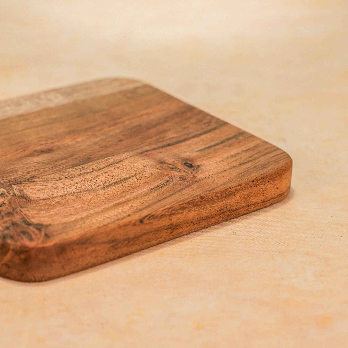 River Loop Serving Board – Acacia Wood Platter – Handcrafted, Modern Loop Handle – Set of 4