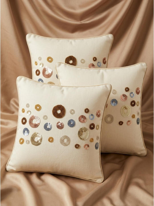 Off White Rectangle Cushion Covers – Decorative Pillow Covers – Durable Silk – Set of 3