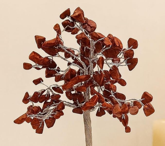 Jasper Stone Tree, 9" Reiki Healing Crystal Gems for Feng Shui Vastu Table Decor | Spiritual Home Office Gift